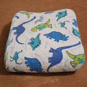 Laura Ashley Kids Heirloom Dinosaur Striped Quilted Twin Blanket 100% Cotton
